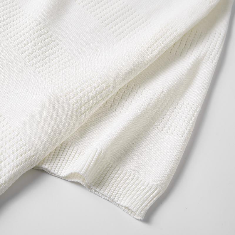 Collarless short-sleeved knitted shirt for men, trendy brand, fashionable, business casual, T-shirt, sweater. Men's and women's same style, for couples, breathable, cool, pure color, versatile, simple, classic style, suitable for daily work.