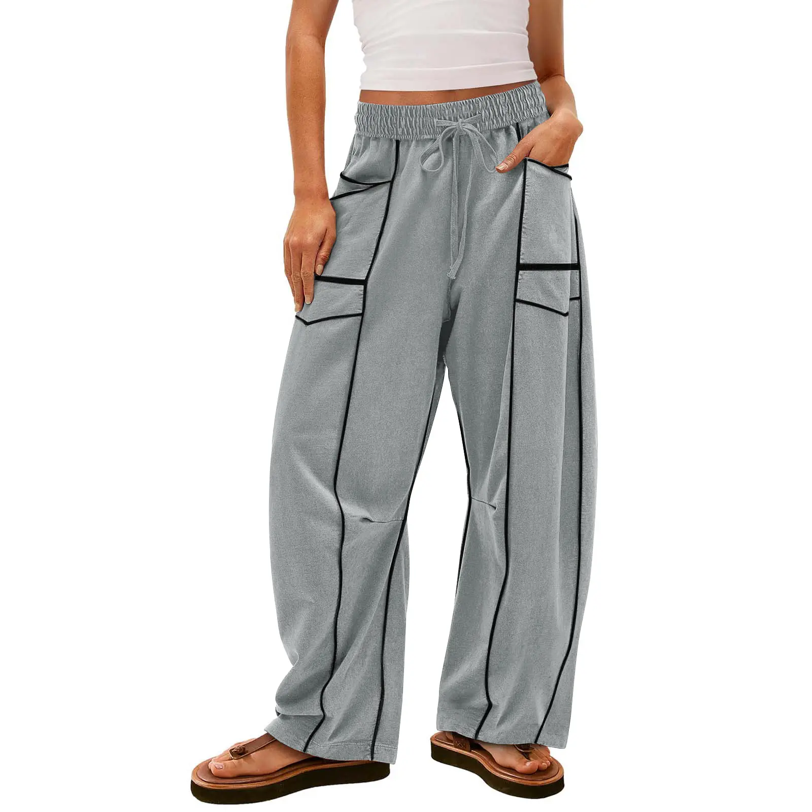 WomensBaggyBarrelPantsWideLegLoungeDrawstringSweatpantswithPocketsWomenswearBottomWomen'sHighWaistFlareLeggingsbreathabletummycontrolyogapantloosefittingtrouser WomensBaggyBarrelPantsWideLegLoungeDrawstringSweatpantswithPocketsWomenswearBottomWomen'sHighWaistFlareLeggingsbreathabletummycontrolyogapantloosefittingtrouser