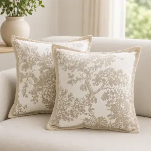 2-Count Filler-Free Natural Forest Theme Square Indoor Cushion Covers, Only Pillowcase Included (Filler Not Included), for Living Room Sofa, Bedroom Textile Decor