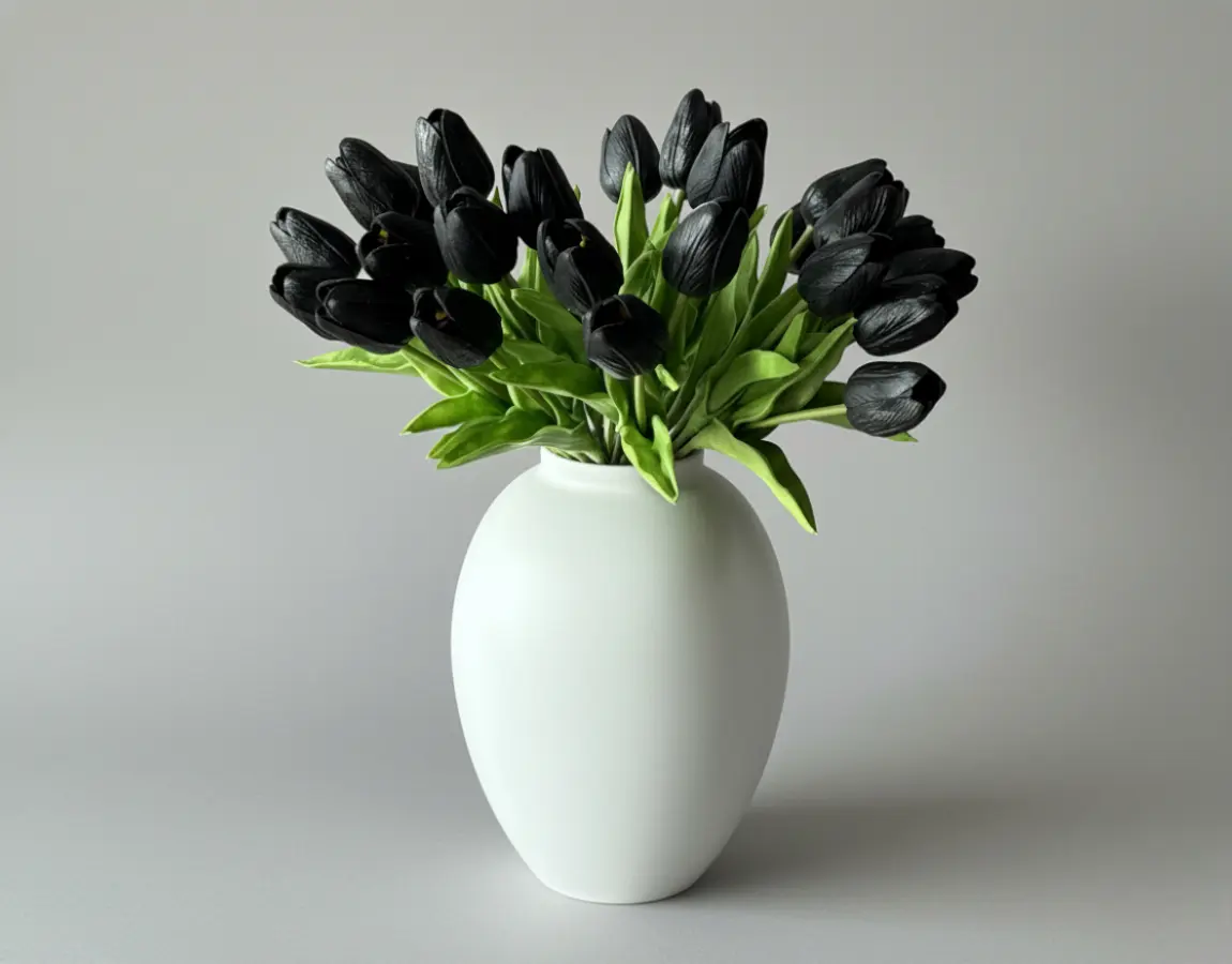 Real Touch Mini Tulip - Black (25 Stems)