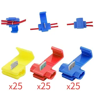 Solderless Quick Splice Snap Wire Connectors, Pressed Insulated Electrical Splice Wire Connectors (12-10 AWG Yellow, 18-14 AWG Blue, 22-18 AWG Red)