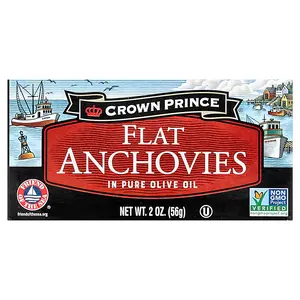 Crown Prince Natural Flat Anchovies, In Pure Olive Oil, 2 oz (56 g)