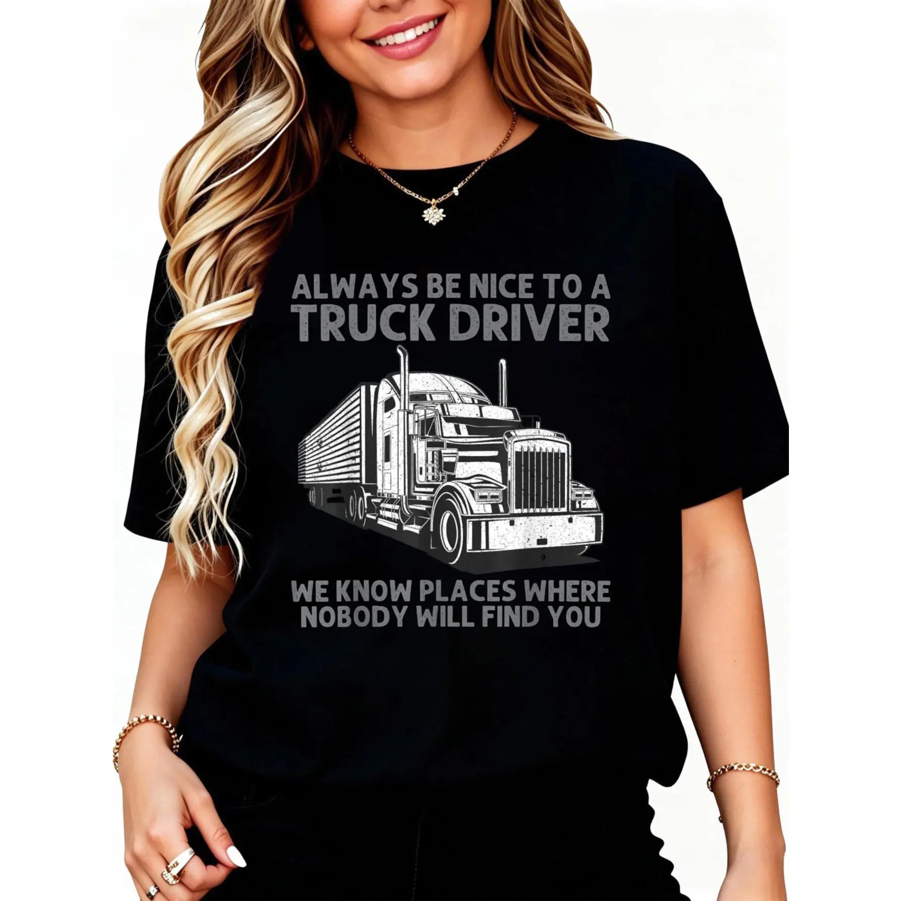 Truck Driver Art Graphic T-Shirt for Men and Women, Casual Distressed Cotton Short Sleeve Tee, Funny Trucker CDL Gift, Shortsleeve, Round Neck