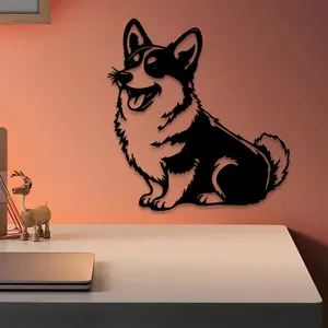 1pc Vintage Corgi Metal Wall Art, Vintage Corgi Statue Mural, Perfect for Living Room, Garden, Zoo Corner Decor, Christmas Decor, Ideal Gift for Dog Lovers autumn home decor