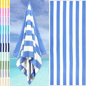 1pc Large Striped Beach Towel, Super Absorbent Microfiber Bath Towel, Quick Dry, Perfect for Beach, Pool, Yoga, Travel, Birthday Gift, Quick Drying Towel