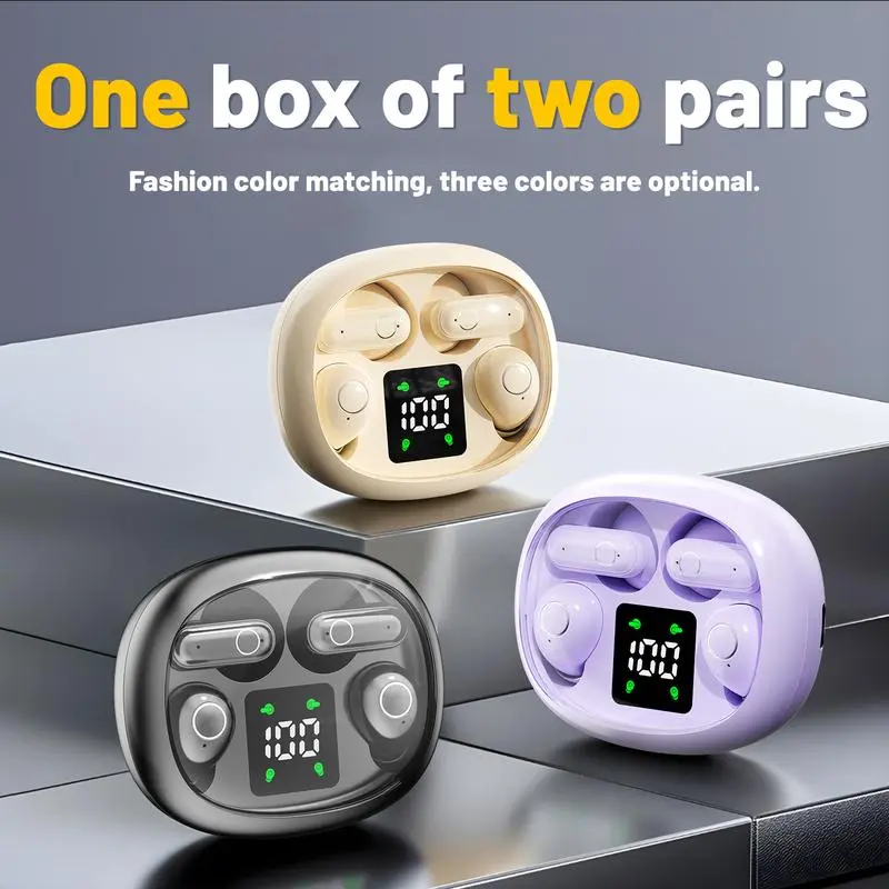 MASHUKO 2-Pair Wireless Bluetooth Earbuds - Tiny Invisible Mini Short Handle Headphones, Waterproof with Mic, for Work, Sports, Sleeping