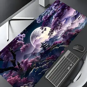 Cherry Blossom Scenery Pattern Mouse Pad, Rectangle Gaming Mouse Pad, Non-slip Rubber Pad, Desktop Decoration Protection Pad for Home Office, Keyboard Mouse Pad