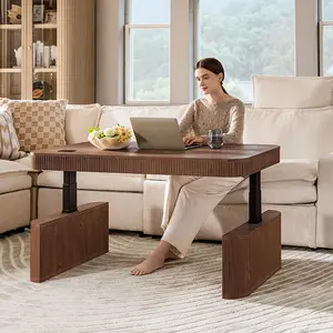 HULALA HOME Electric Height Adjustable Standing Desk with Wireless Charging, 3 Drawers, Flip-Top Outlet, Mid-Century Modern Design for Home Office