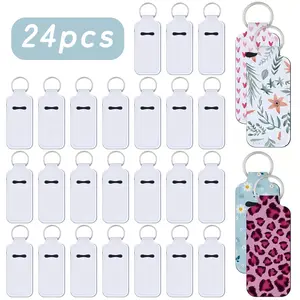 24pcs Reusable Heat Transfer Lipstick Keychain Holder| Made of PVC, Portable Travel Keychain Stand for Carrying Lipsticks, Suitable for Men and Women'S Keys, Bags, Backpacks, Perfect for Daily Use or Travel