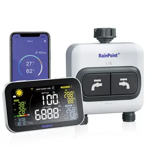 RAINPOINT 2-Zone Wi-Fi Sprinkler Timer, Automatic Water Garden Irrigation System, 2.4GHz Wi-Fi App Controlled, with LCD Irrigation Display Hub