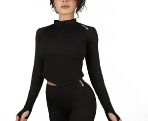 Impact Half Zippy Yoga Top Seamless Long Sleeve Jacket Women Gym Fitness Workout Running Clothes Yoga Pilates Sports Top Athletic Apparel