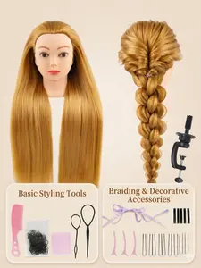 Premium Hair Mannequin Head with Styling & Braiding Kit, Versatile Hair Styling Head for Beauty Students, Ideal for Learning Braids & Curls
