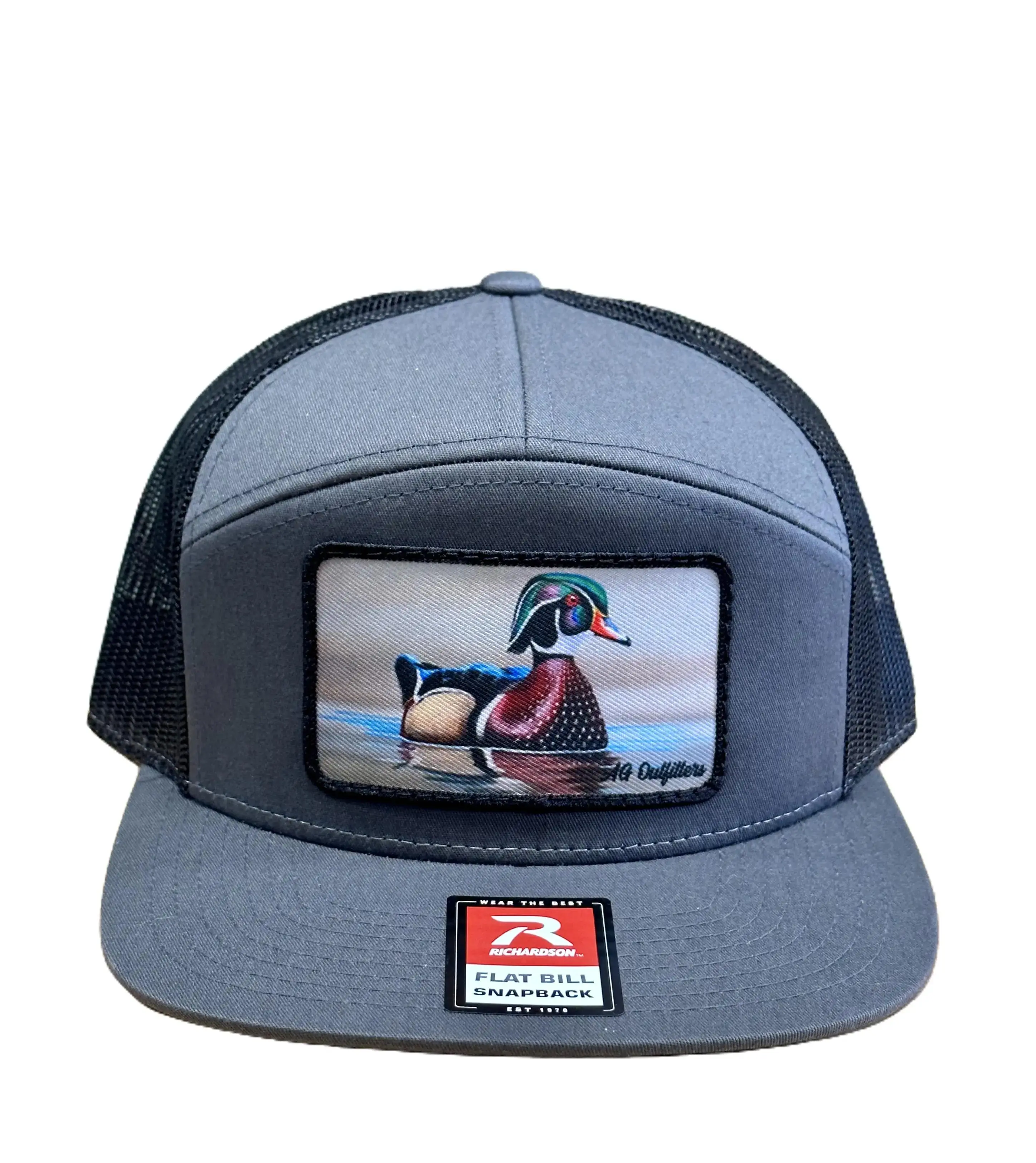 Richardson Wood Duck Patch Trucker Hat 168 7 Panel Snapback Multiple Colors AG Outfitters Exclusive Design Art by Dustin Dattilio Handmade & Hand Stitched