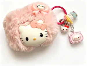 Sanrio Hello Kitty Plush Headphone Case Soft Anti-Drop Earbud Protective Cover Kawaii Portable Storage Pouch for Girls & Teens