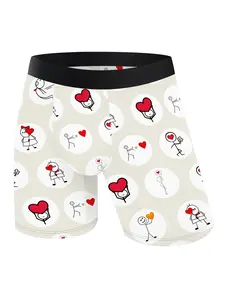 Men's New Valentine's Day Pattern Printed Underwear, Breathable Fabric, Casual Home Wear, Perfect Gift for Boyfriend, All Seasons