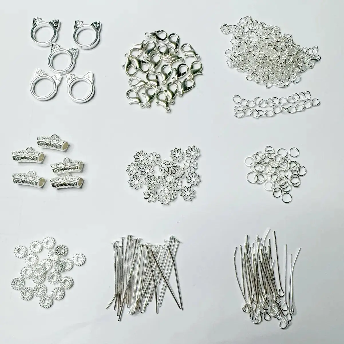 D012 All Levels DIY Handmade Necklace & Bracelet Jewelry Making Kit with A24,A19,A35 Metal Parts, Fasteners, Hooks, Lobster Clasps, Extension Chains, Torus T-Shaped Needles, 9-Shaped Needles, Tee Spacers, Closed Rings, Positioning Beads