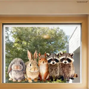 A creative small animal flat electrostatic sticker decoration with a size of (30*60cm), suitable for window sticker, window display, home background beautification, Removable Window Decal, D21747