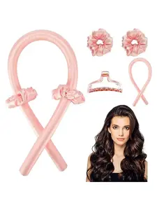Spring Glow Up Hair Set, Heatless Curling Rod for Overnight Curls, Heatless Hair Curlers, No Heat Damage Styling Set, Silk Satin Hair Wrap for Perfect Curls, Quick Styling Accessories, Wake Up with Perfect Waves for Women