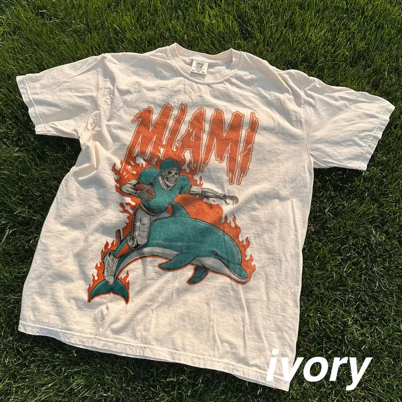 Miami Football Shirt, Vintage Dolphins Tee, Retro 90s Game Day Tee, Good Graphic Tee, Unisex Cotton T-Shirt, Sport Trendy Gift T-Shirt, Top Menswear Streetwear Womenswear