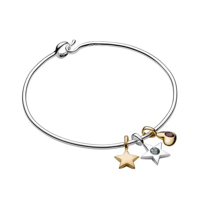 Crescent Moon Birthstone Charm Bracelet