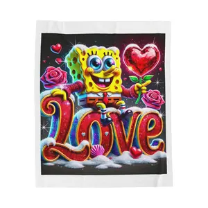 SpongeBob Love Plush Blanket, Cozy Throw for Kids, Valentine's Day Gift, Fun Home Decor, Cartoon Blanket