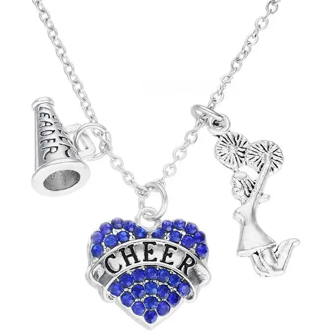 Cheerleading Alloy Heart Necklace for Sports Fans, Fashion Jewelry with a 'CHEER' Pendant and 'LEADER' Megaphone Charm, Gift for Cheer Sisters, Students, Meaningful Gifts, Cheerleaders, Charm Chain, Heart Pendants, Korea, Chain & Link, Charm Necklace