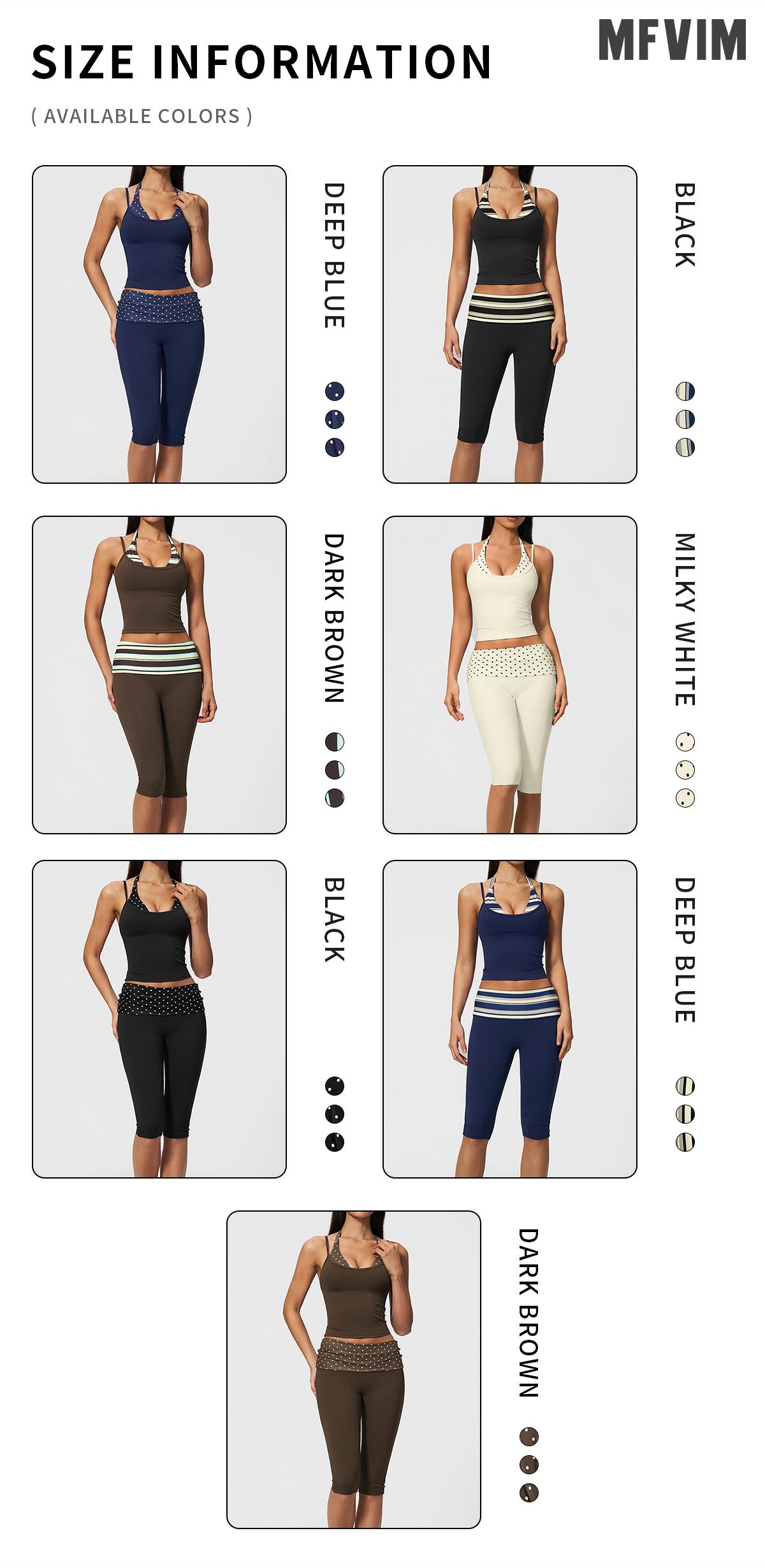 MFVIM women’s color-block double-layer halter yoga tank top set — waist-cinching, butt-lifting mid-length athletic shorts; two-piece fitness set with a nude feel,travel essentials,camping essentials