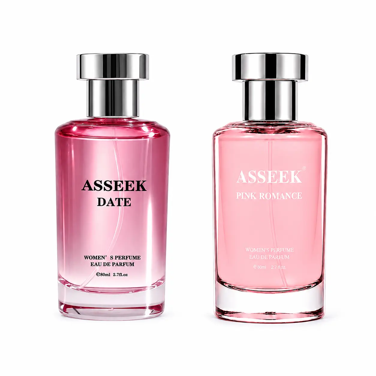 ASSEEK Women’s Perfume Duo | 2x80ml Eau de Parfum | DATE & PINK ROMANCE | Sweet Gourmand & Fruity Floral Scents | Long Lasting Fragrance | Perfume for Women