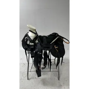 Charro Saddle – All Black Leather with Tooled Design (15.5”) “El Eclipse”