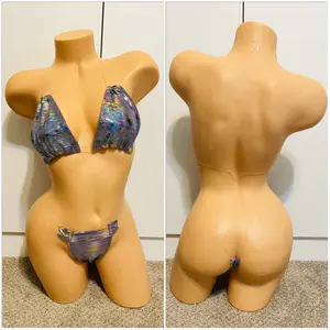 Gray Multicolor Foil Abstract Clear String Bikini