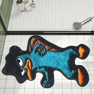 1pc Quick-Dry Fade-Proof Cowboy Platypus Faux-Wool Bath Mat｜Lazy-Fit for Tub-Side/Entry/Wet-Zone, Multi-Scene Gift, Quick Drying Mat