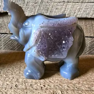 Amethyst Elephant with Drewsey - Handmade Artisanal Statue
