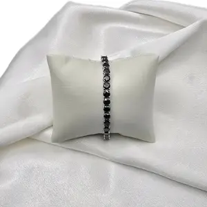 Luxury Black Moissanite & Sterling Silver Tennis Bracelet