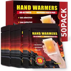 Hand Warmers Disposable - Up to 15 Hours of Heat - 50Pack Super Long Lasting Air Activated Warmers, All Natural, Portable for Body, Hands & Toes - Odorless Hot Warmer Heater for Outdoor Sport