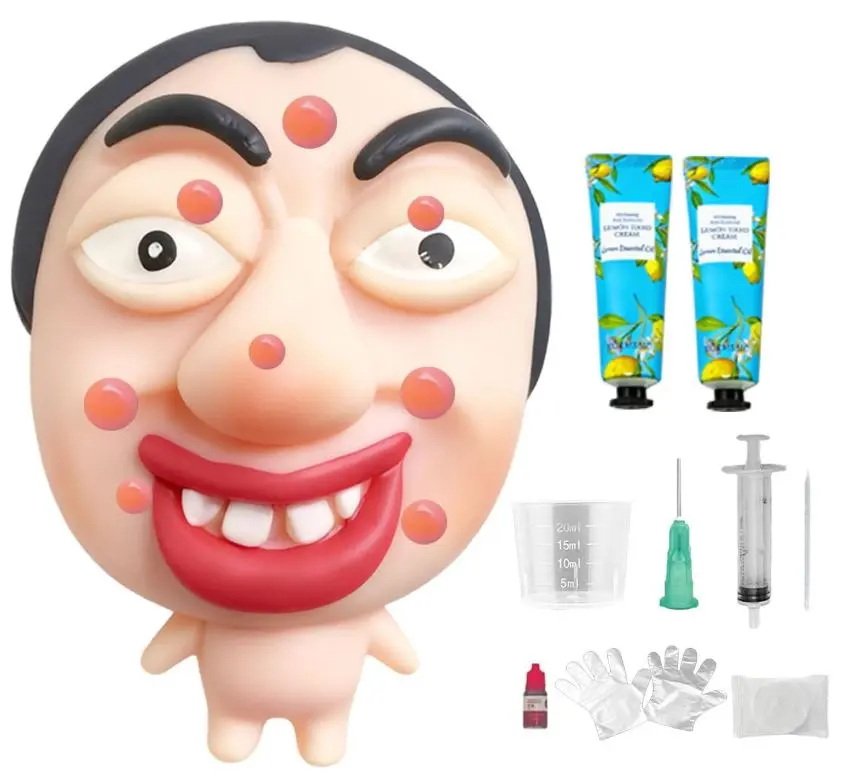 Pimple Popping Squishy Stress Relief Fidget Toy Reusable Silicone Pimple Popper Set Soft Sensory Squeeze Toy with Refill Kit Satisfying Burst Play for Desk Relaxation Large Size (ChompFace)