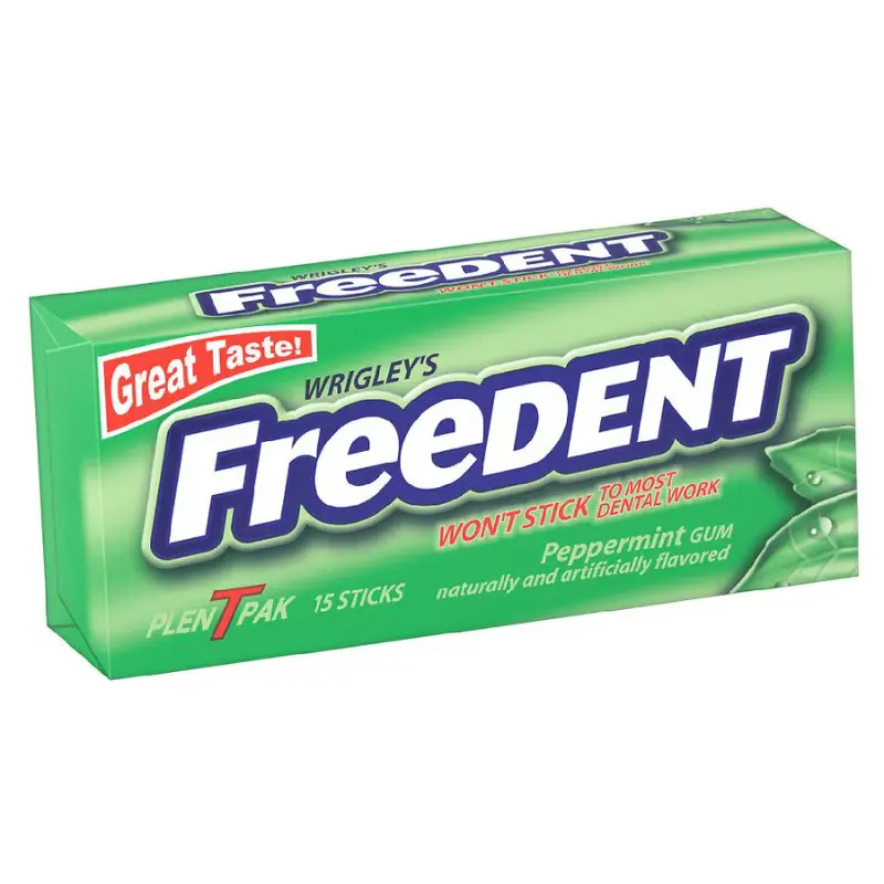 3x Wrigley's Freedent Peppermint Sugar Free Chewing Gum - Fresh Breath Mints Snack Treat 15ct