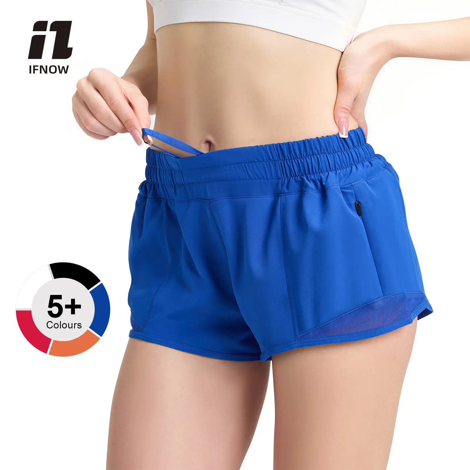 IFNOW Women's Running Shorts with Zip Pocket Quick-Dry Lightweight Low Waisted Gym Yoga Workout Athletic Shorts 2.5" - Breathable & Reflective Strips