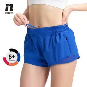 IFNOW Women's Running Shorts with Zip Pocket Quick-Dry Lightweight Low Waisted Gym Yoga Workout Athletic Shorts 2.5" - Breathable & Reflective Strips