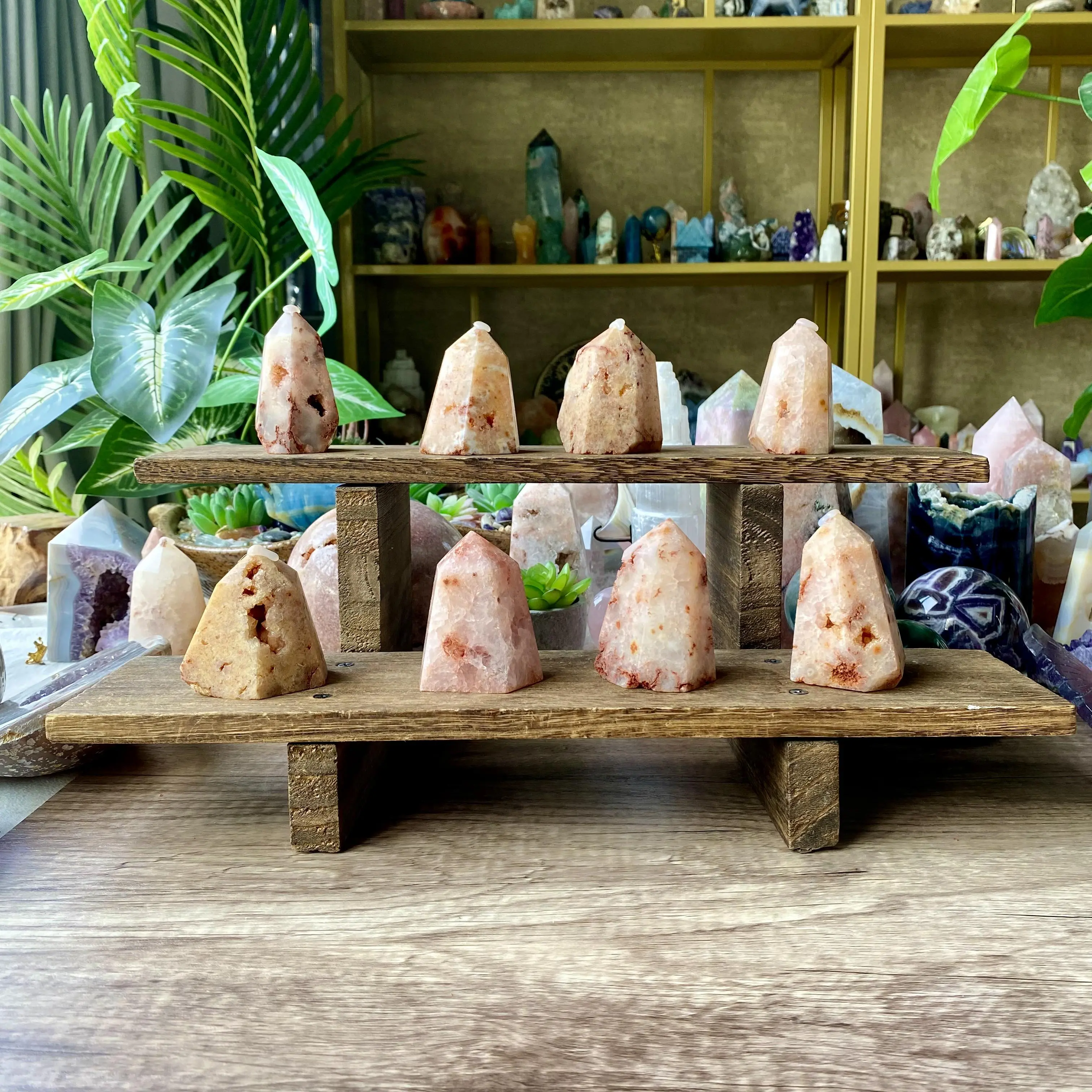 Natural Crystal Pink Druzy Agate Point Collection