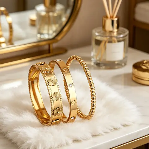3pcs 18K gold-plated stainless steel bracelet, suitable for women's gatherings, daily wear, European and American style, luxurious cubic zirconia wristband, wedding, gifts, Exquisite bracelet, Elegant jewelry bracelet, Beautiful Bracelets