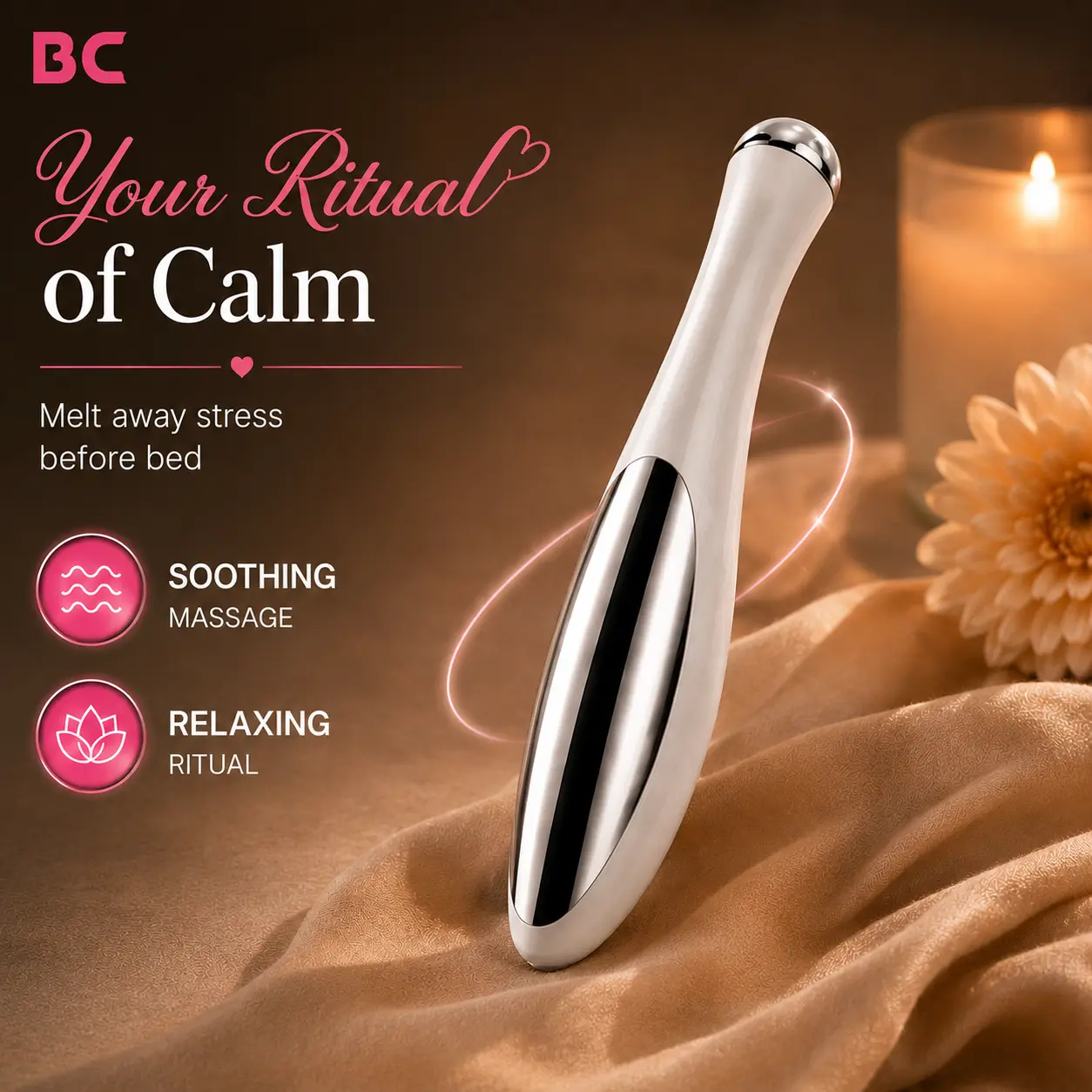 Mini Eye Massager Pen, Gentle Vibration Eye Care Tool with AAA Battery, Portable Under Eye Massage Device for Relaxation, Beauty Routine, Travel and Daily Self Care