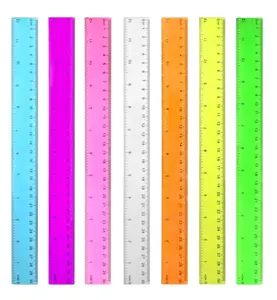 Color Transparent Ruler Plastic Rulers - Ruler 12 inch, Kids Ruler for School, Ruler with Centimeters, Millimeter and Inches, Assorted Colors, Clear Rulers, 7 Pack School Rulers back to school