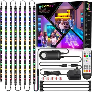 8 PCS RGB Under Cabinet Lighting Kit, 12v Motion Sensor LED Light Strip with Remote, ETL Listed Power Adapter, Music Sync Color Changing Led Lights for Shelves, Cabinet, Counter, Bookcase, 13ft