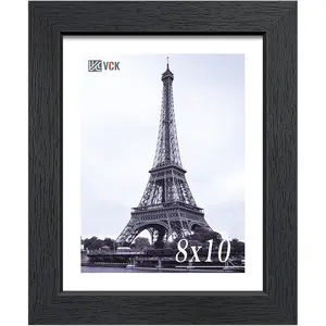8x10 Picture Frame Black, Textured Wood 8 x 10 Frame for Wall or Tabletop, Displays Vertically or Horizontally, for Photo Artwork Portrait, 1 Pack