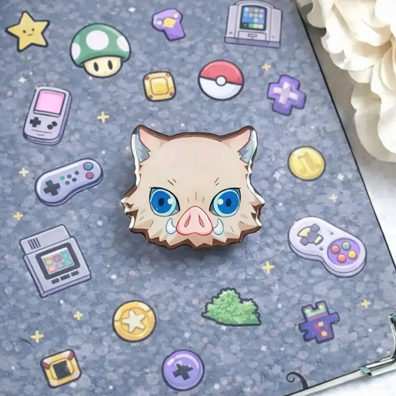 Anime Inosuke Demon Inspired MagSafe Phone Grip: Kawaii Otaku Slayer Magnetic Phone Holder, Otaku Gift Hashibira Fans, Phone Kindle Popgrip