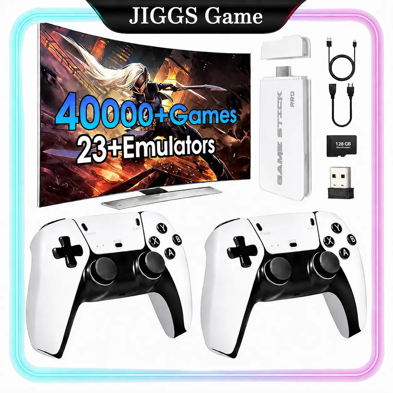 M15 Plus Retro Game Stick USB - 2026 Plug & Play Home Video Game Console, 2 Wireless Button Controllers, Cool Gadgets Vintage Gadgets Unique Gifts for Man Mens Gifts for Adults (Birthday, Holiday Parties) Compatible with TV/PC/Monitor, Retro Games, 2 Cont