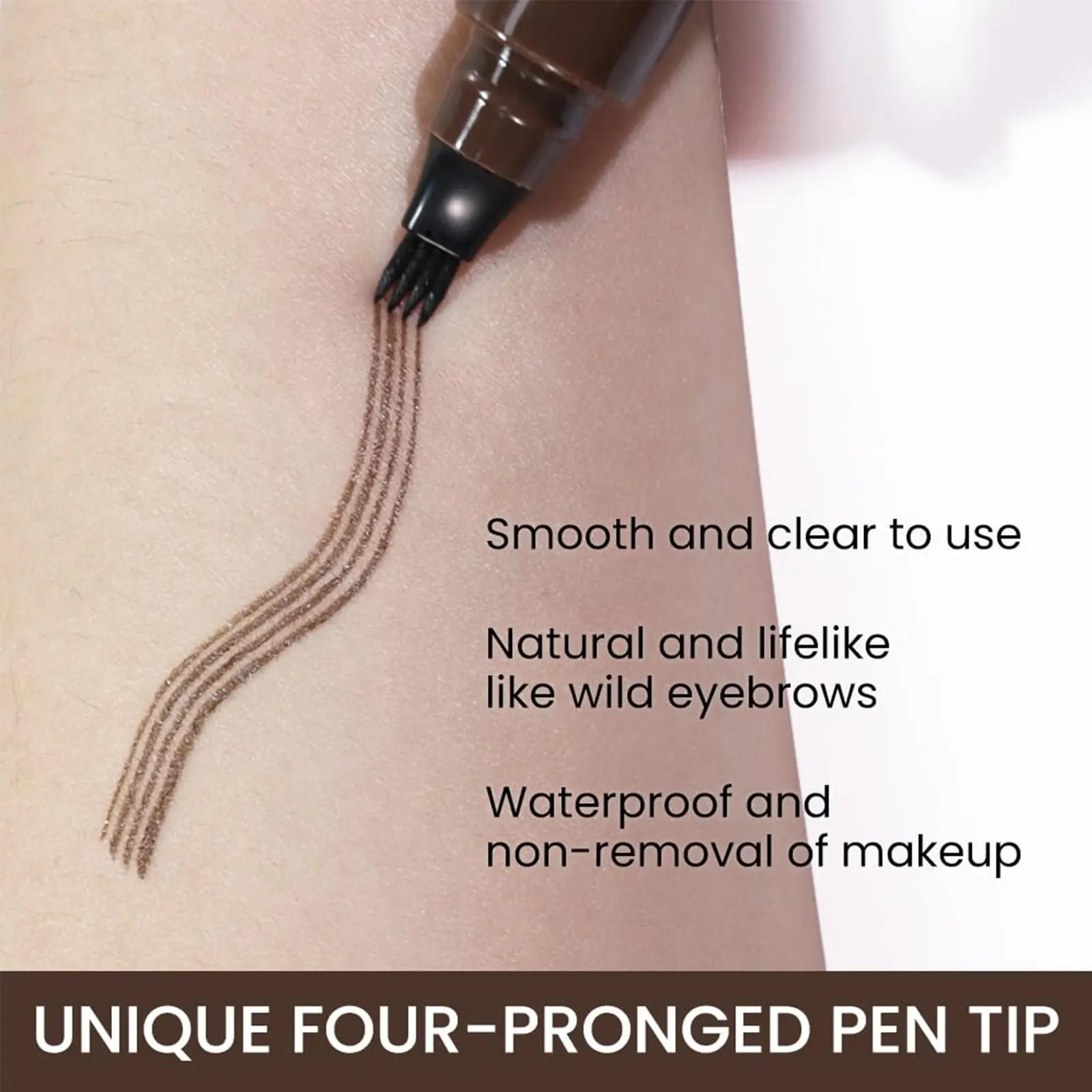 BOGO FREE 2-Pack 02# Dark Brown 4D Brown Waterproof Microblading Eyebrow Pencil – Dual-Tip Design with Hair-Like Brush for Defined, Smudge-Proof All-Day Brows Brow Pencil