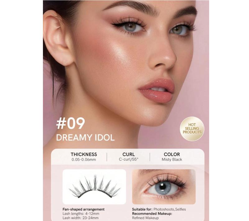 Suit For Natural Makeup Soft Magnetic Eyelashes All-In-One Kitwith Applicator, Reusable Magnetic Lashes WithoutEyeliner, Glue-Free False Lashes, Waterproof. Lightweight