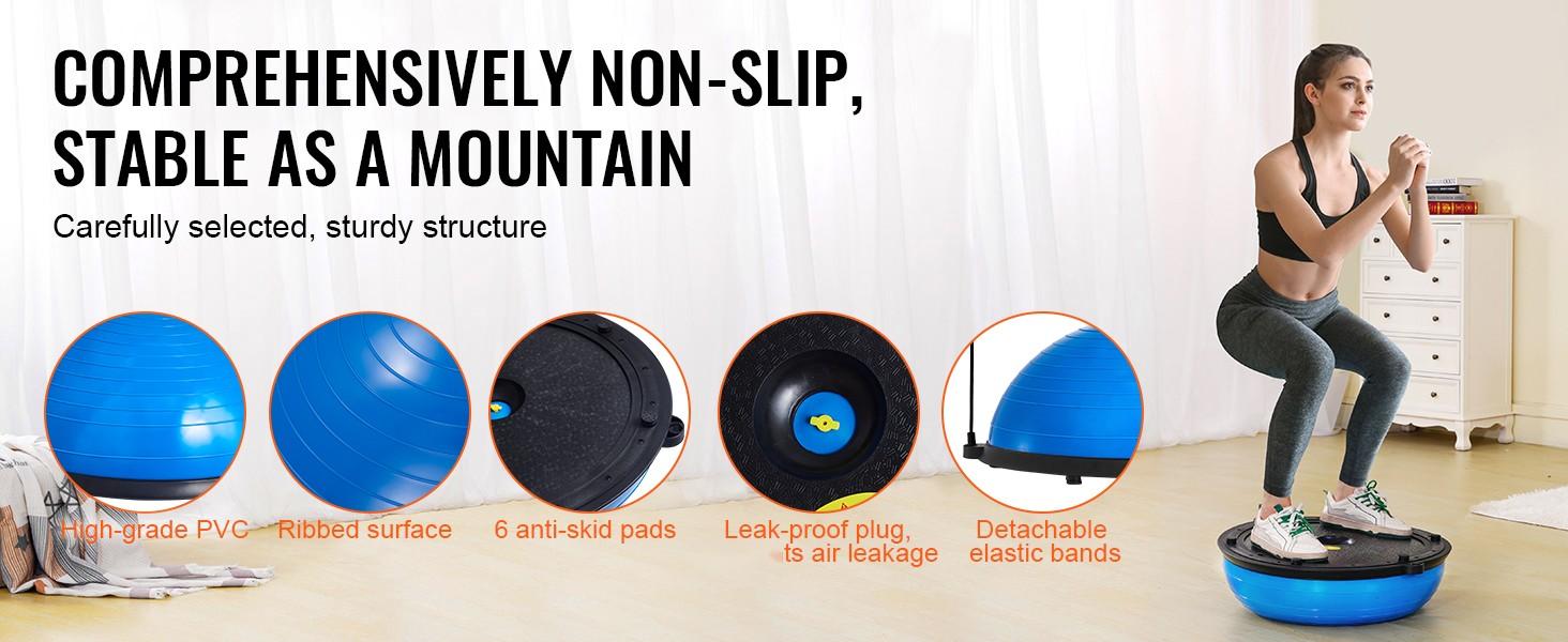 Half Exercise Ball Trainer, 23-Inch Balance Ball, 660-Pound Capacity Stability Gym Ball, Yoga Ball With Resistance Bands And Foot Pump, Full Body Workout And Strength Training Ball For Home Gym, Blue Half Exercise Ball Trainer, 23-Inch Balance Ball, 660-Pound Capacity Stability Gym Ball, Yoga Ball With Resistance Bands And Foot Pump, Full Body Workout And Strength Training Ball For Home Gym, Blue