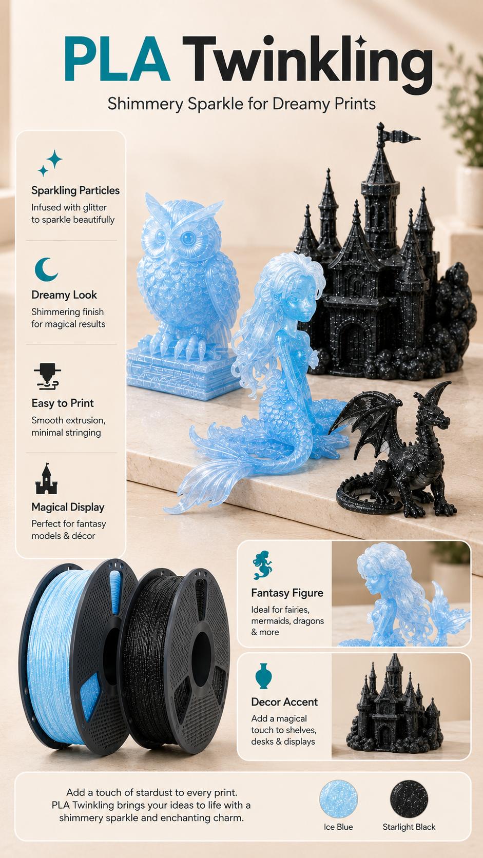 SUNLU 1KG PLA Filament Bundle, 3D Printing Supply with Back to School Aesthetic Options - Mix & Match Galaxy Theme, Twinkling, Marble, Wood, Rainbow, Matte Varieties tiktokshopbacktoschool,back to school,back to school haul